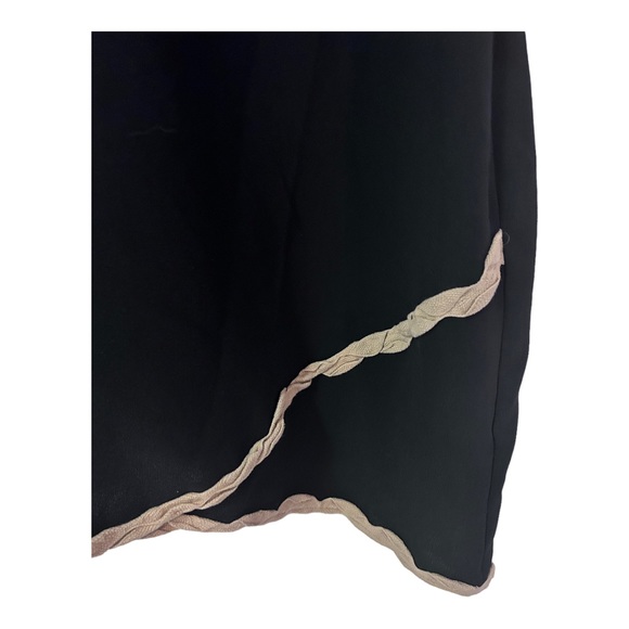 ❣️C’est Nous Tan Trim Black Crepe Office Career Casual Church Dinner Party Dress - Picture 8 of 12